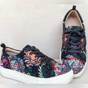 J/SLIDES Dark Grey Floral Women's Sneakers